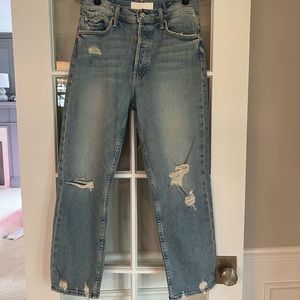 MOTHER The Tomcat Ripped Crop Jeans